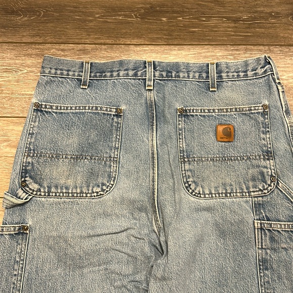 CARHARTT JEANS DOUBLE KNEE DUNGAREE FIT BLUE VTG TAG SIZE 36x34 MEASURES 34x33 - Picture 14 of 16